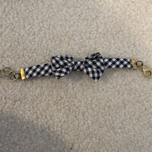 KJP Gingham Bow Bracelet with Gold Accents
